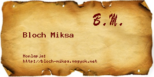 Bloch Miksa névjegykártya
